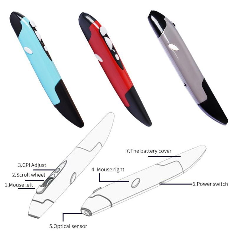 Wireless Pen-Style Mouse 2.4Ghz Adjustable Handwriting Mini Optical Mice For Pc