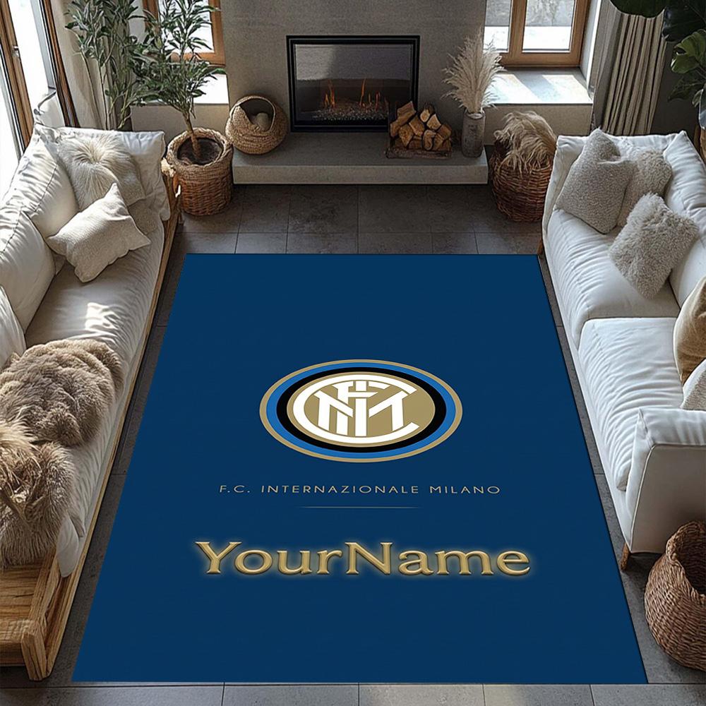 Inter Milan Personalized Text Floor Mat Design for Kitchen Bedrooms Dining Room Dormitory Antislip Carpet Decorate Offices Spiritual Gift