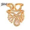 Luxury Nail Jewelry Ring 3D Butterfly Flower Wing Design Detachable