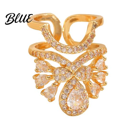 Luxury Nail Jewelry Ring 3D Butterfly Flower Wing Design Detachable