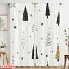 2pcs,2D plane printing Curtains Digital Printed Christmas Trees Golden Stars Polyester Easy Install (without rod) Decorations