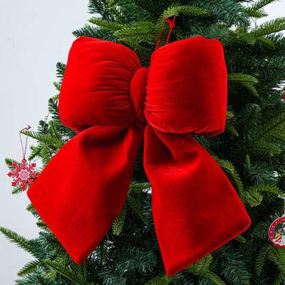 Yousheng Red Christmas Velvet Bows Vintage Plush Stuffed Christmas Bows Hanging Ornament for Holiday Crafts Wreaths Garlands Staircase Wedding Home
