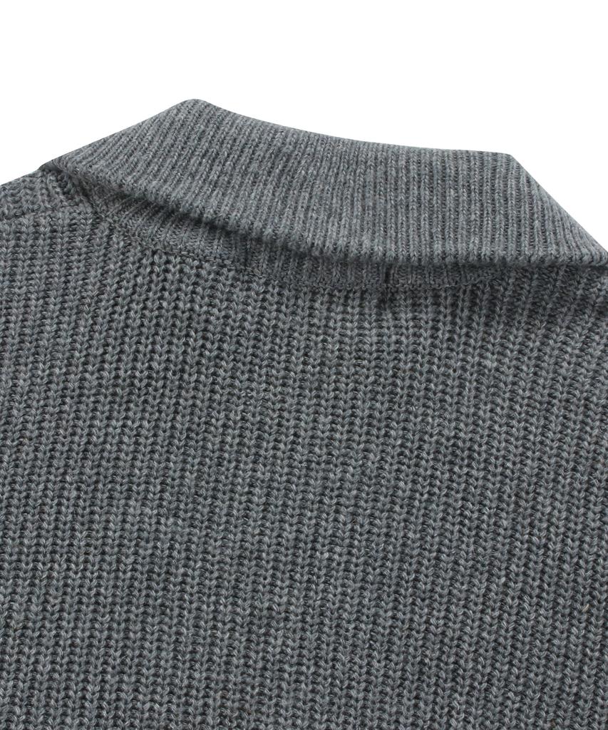 COLUMBIA UNIVERSITY 1754 Crown Overfit Half Zip-Up Sweater Charcoal