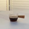1Pc Holz Griff Glas Espresso Messbecher Diy Milch Krug Kaffee Liefert Transparent Küche Messen Becher