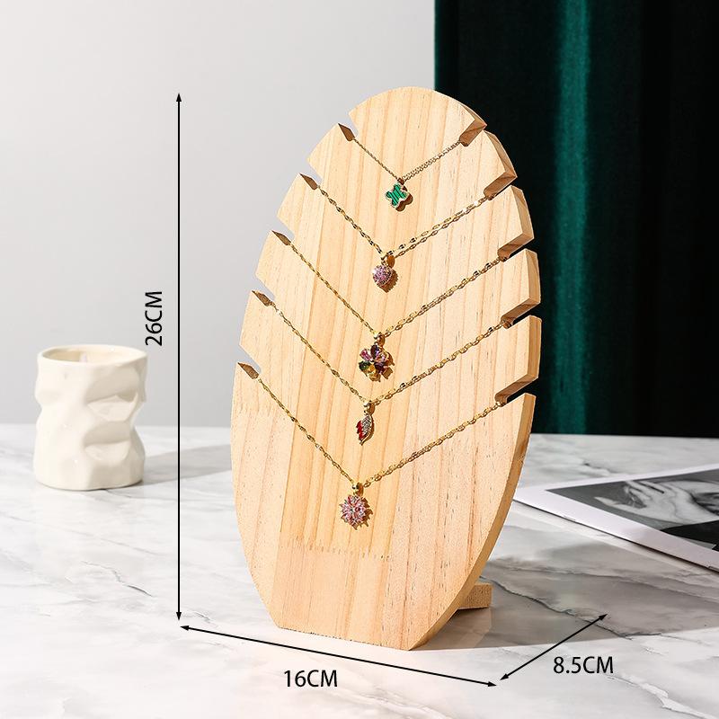 Wood Flame Shape Jewelry Display Pendant Necklace Display Board Organizer Shelf Storage Holder Showcases