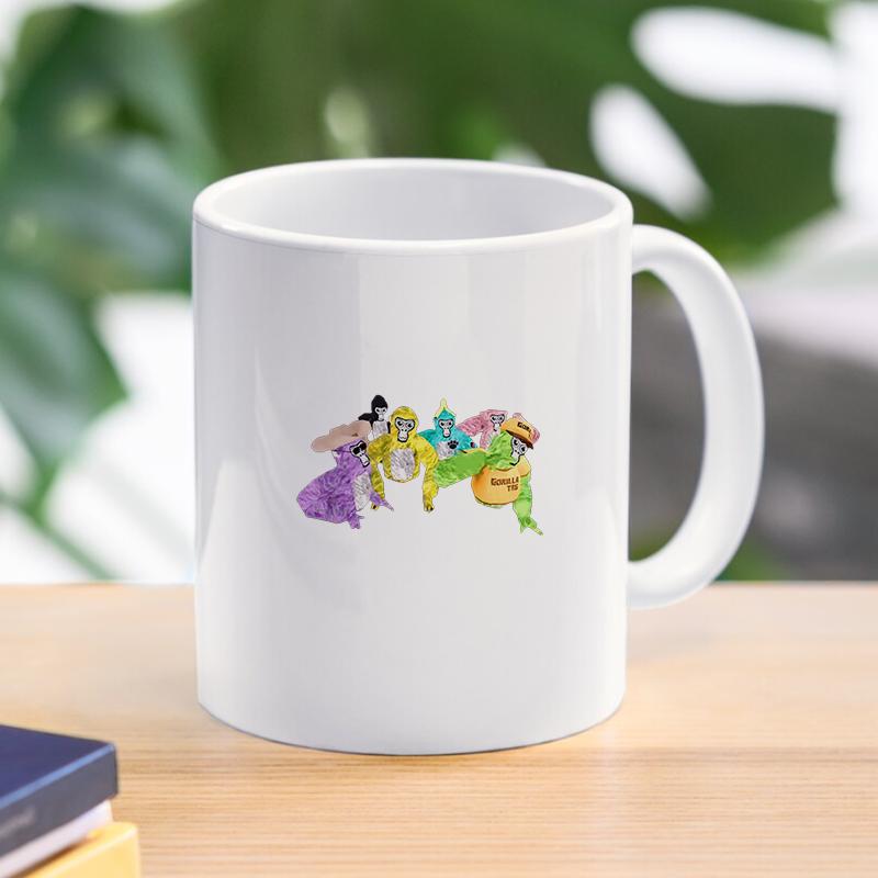 Gorilla Tag Monke Cartoon Mug Monkey Breakfast Milk Cup Drink Tableware Ceramic Coffee Cup Gift Dessert Kawaii Drinkware Kitchen 11oz