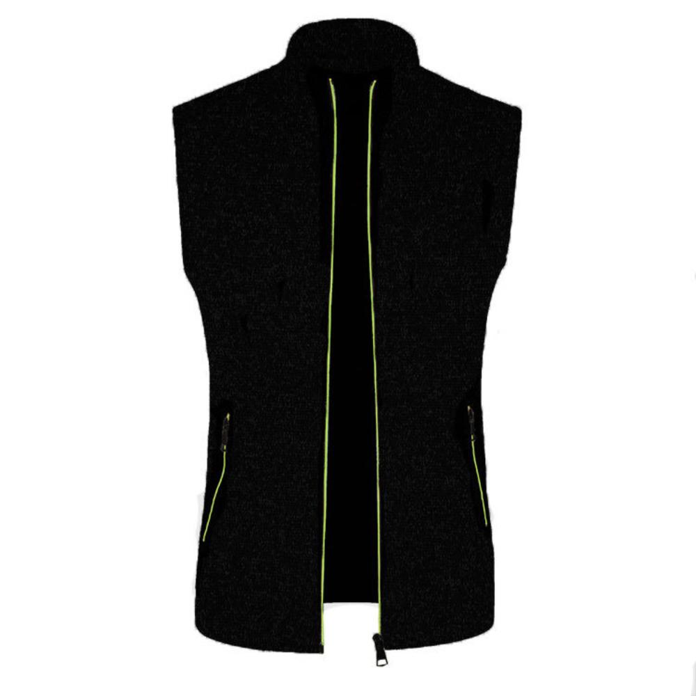 Men Fashion Solid Color Slim Fit Sleeveless Jacket Zipper Tank Tops Cardigan Knitwear Casual All-match Coat