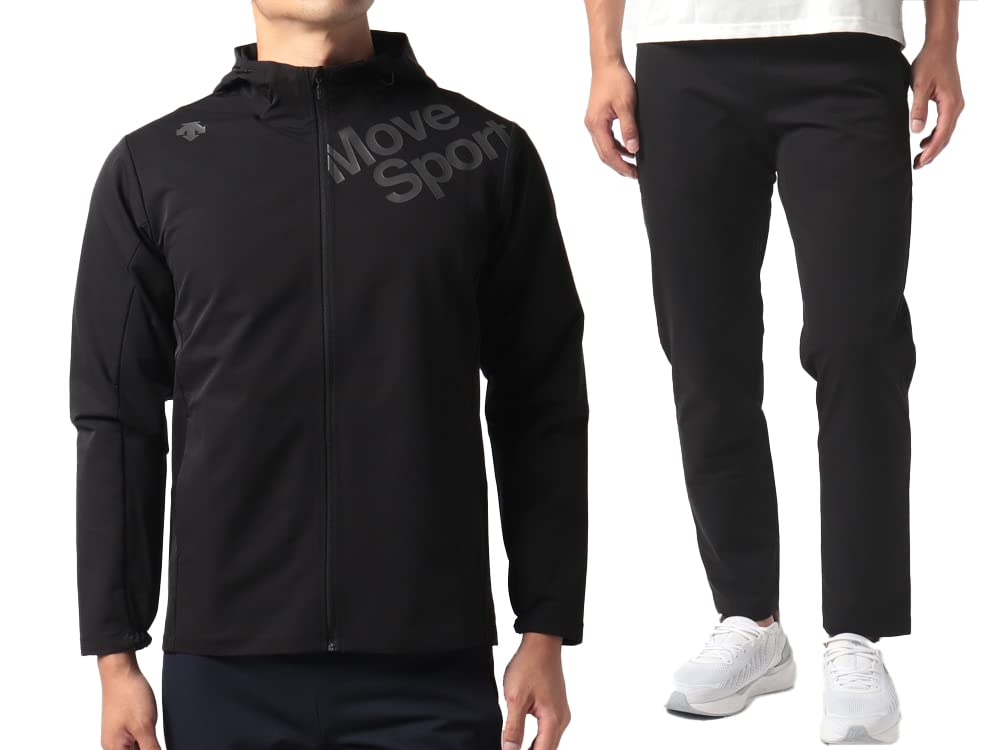 

Move Sport Heat Navi Hooded Thin Stretch Cloth Jersey Top and Bottom Set AIRY TRANSFER BKxBK [DESCENTE] Jacket/Pants DMMUJF12A/DMMUJG12 (S, Black)