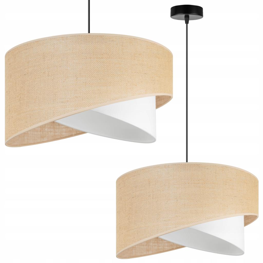 Hanging Lamp, Ceiling Chandelier, White Jute Lampshade