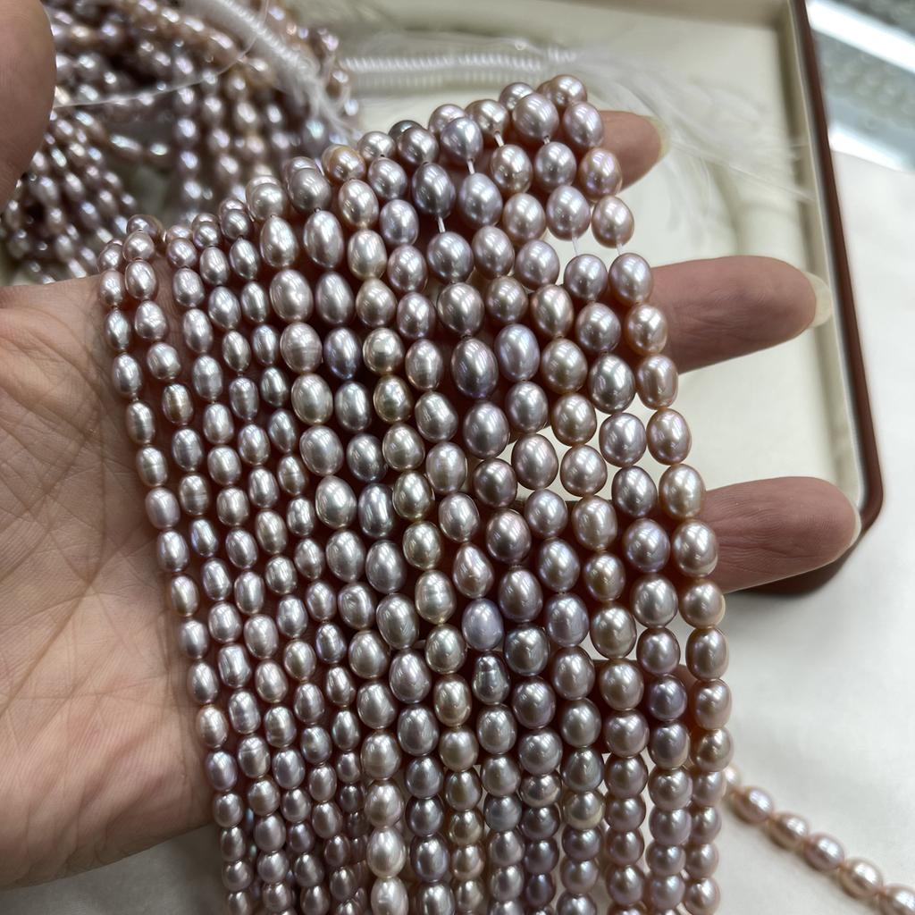 1String, Purple Natural Freshwater Pearls, Handmade Rice Pearl Beads for Jewelry Making DIY, Cheapest Items Available 36cm