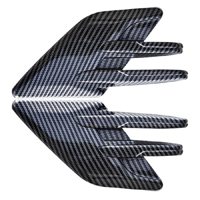 2Pcs Carbon Fiber Look Abs Car Side Fender Shark Gill Air Outlet Vent Cover Trim