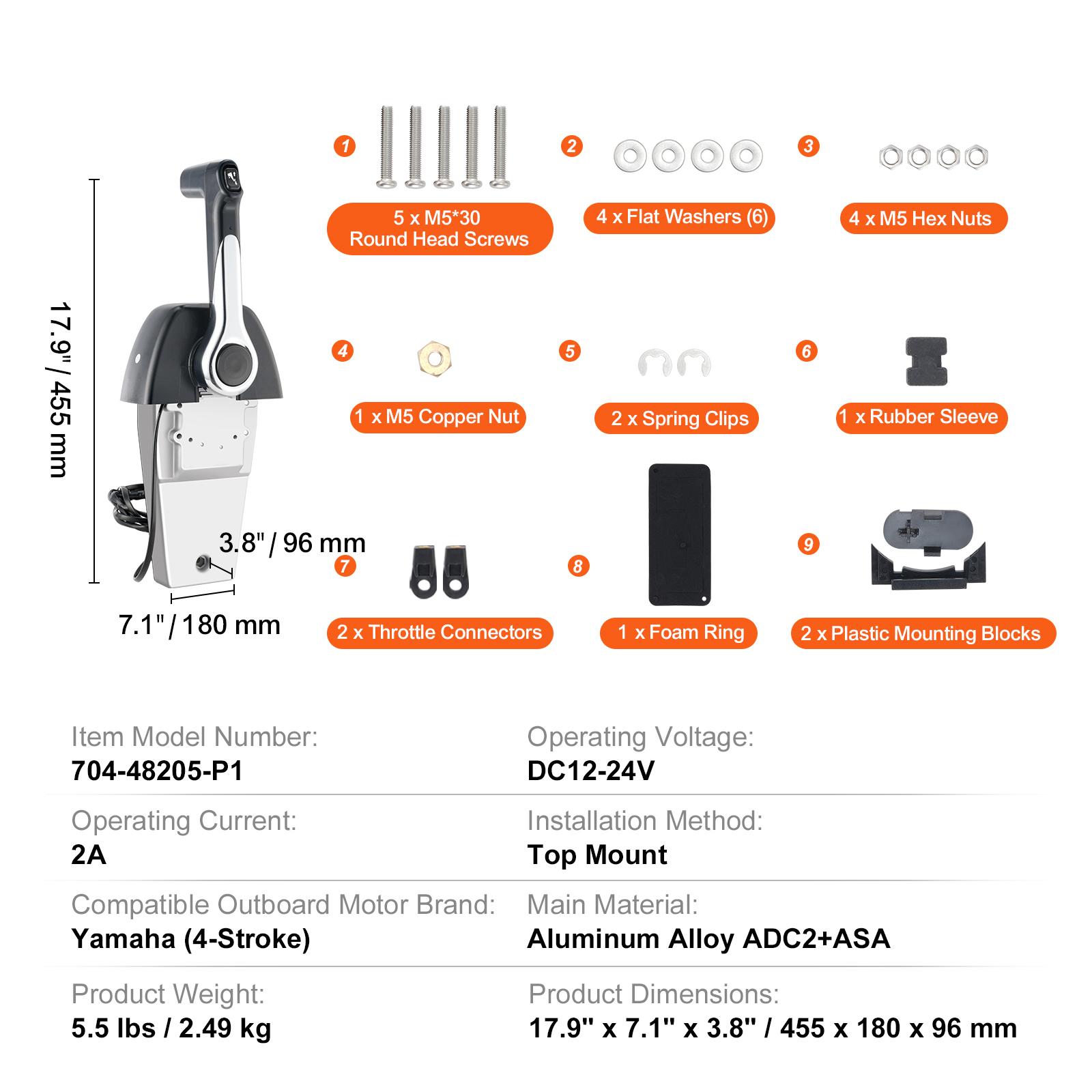 

SucceBuy Контроль газа лодки, 8M0059686 Пульт дистанционного управления подвесным мотором, устанавливаемый сверху, для Mercury PT 2-тактный с переключателем триммирования