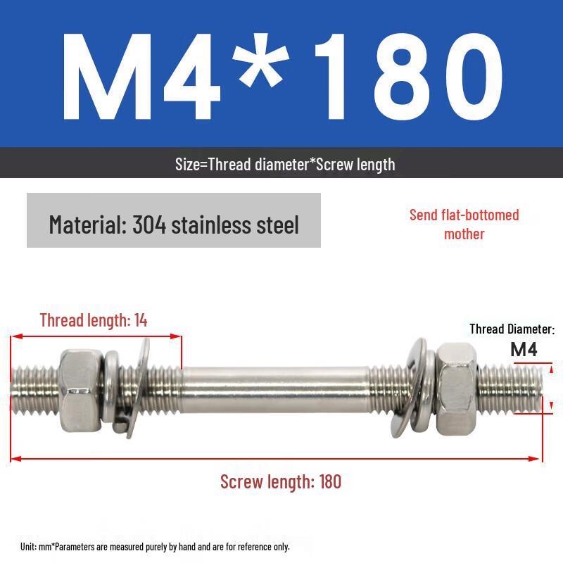 304 Stainless Steel Double-Ended Bolt & Nut Set