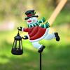 Christmas Solar Light Outdoor Snowman Lawn Light Waterproof Metal Snowman Holding Lantern Garden Light with Stake for Patio Yard Pathway Holiday Decor