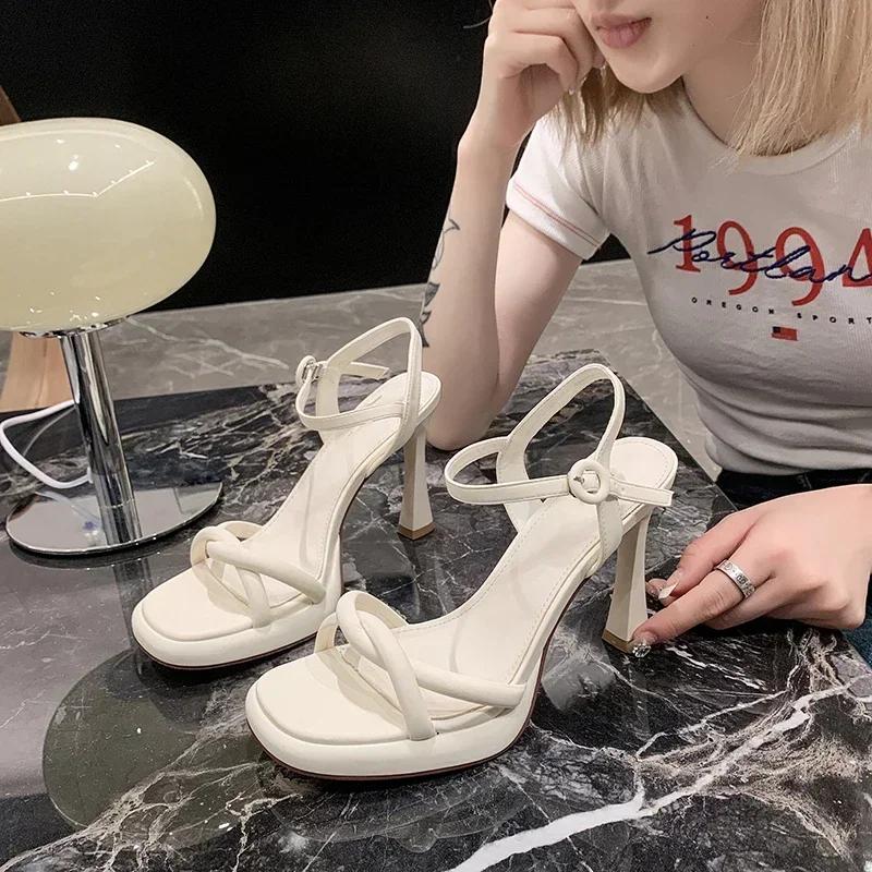 Fashion Stiletto Sandals Fashion Women's Shoes  Buckle Women's Sandals Cross Toe Luxury Girls Summer Stiletto Heels Womens Shoes