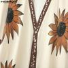 INCERUN Men Half Sleeve Stitching Floral Print Casual Irregular Long Cardigan Tops