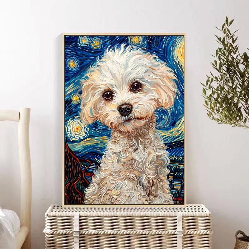 5d DIY Diamond Painting Cross Stitch Abstract Sky Dog Diamond Embroidery Mosaic Full Round Drill Home Decor Arts