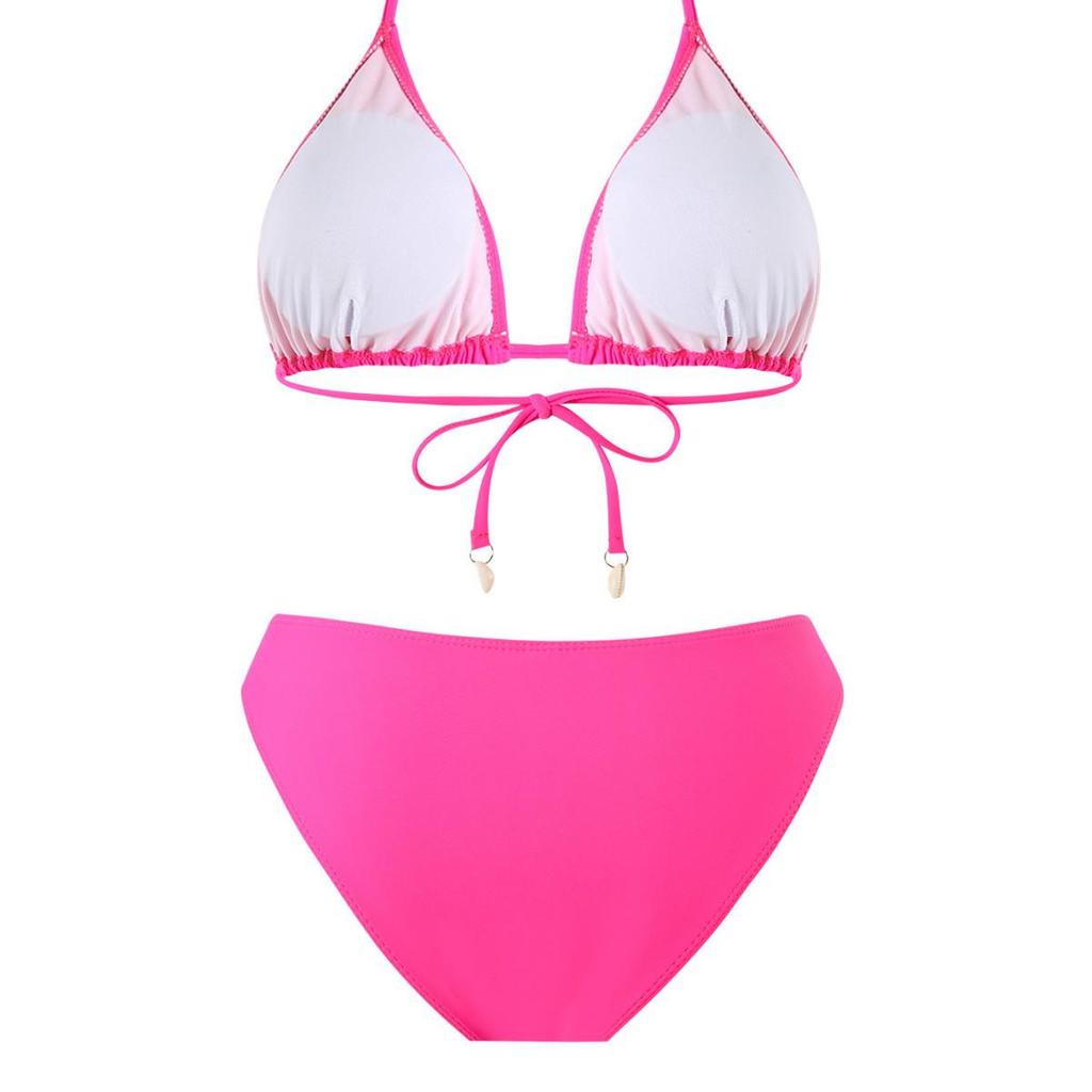 2025 Sexy Split Bikini: Solid Color Tie-Up Swimsuit for Women – European and American Style Holiday Wear