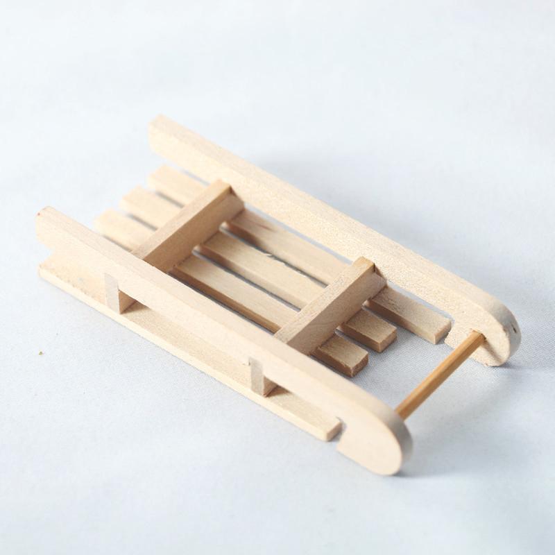 Doll House Solid Wood Sleigh Dooryard Santa Claus Holiday Scene Atmosphere Decor