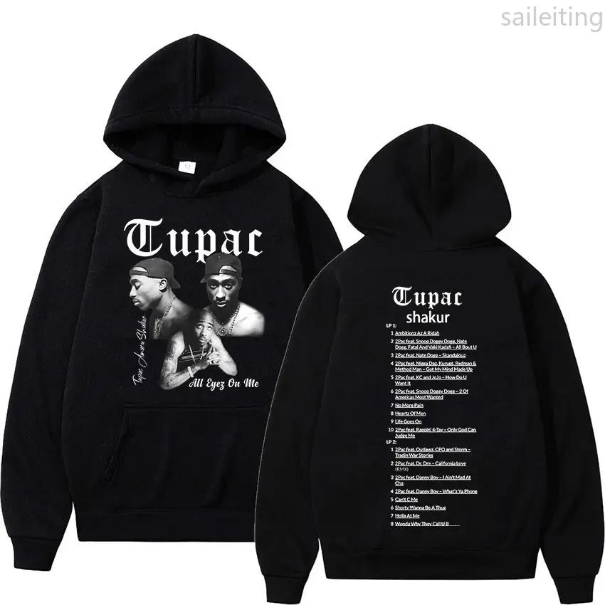 Retro Rapper Tupac 2pac Hip Hop Kangaroo Pocket Hoodie Winter Clothes Women Streetwear Aesthetic Clothes
