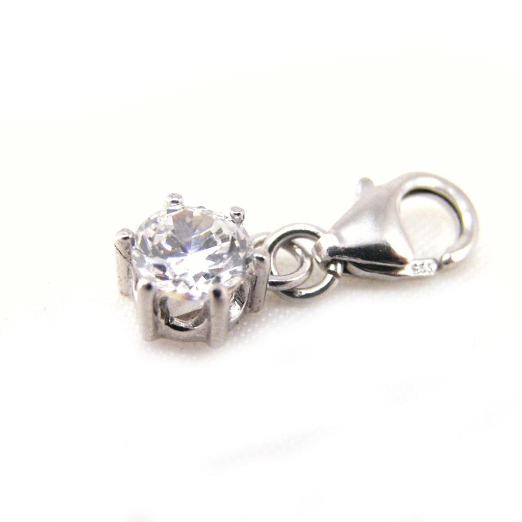 Les Trésors De Lily [F4966] - Zawieszka Charm 'Essentiel' biało-srebrna - 6 mm