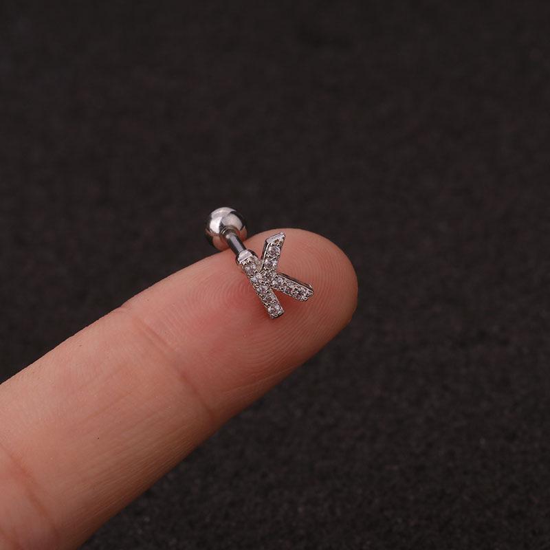 Trendy 26 Letters Tragus Cartilage Earring Women Exquisite Tiny Initial Alphabet Name Helix Earring Piercing Jewelry Gift
