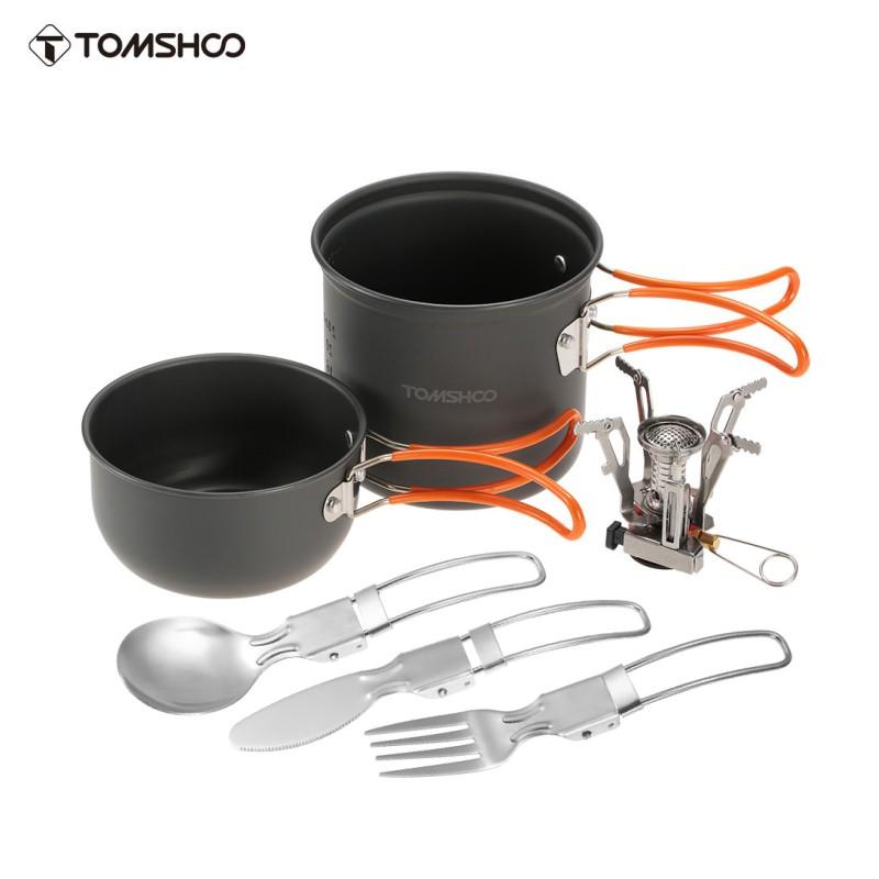 

TOMSHOO мини-походная плита, кастрюля, складная ложка, вилка, резак, набор посуды для кемпинга на открытом воздухе