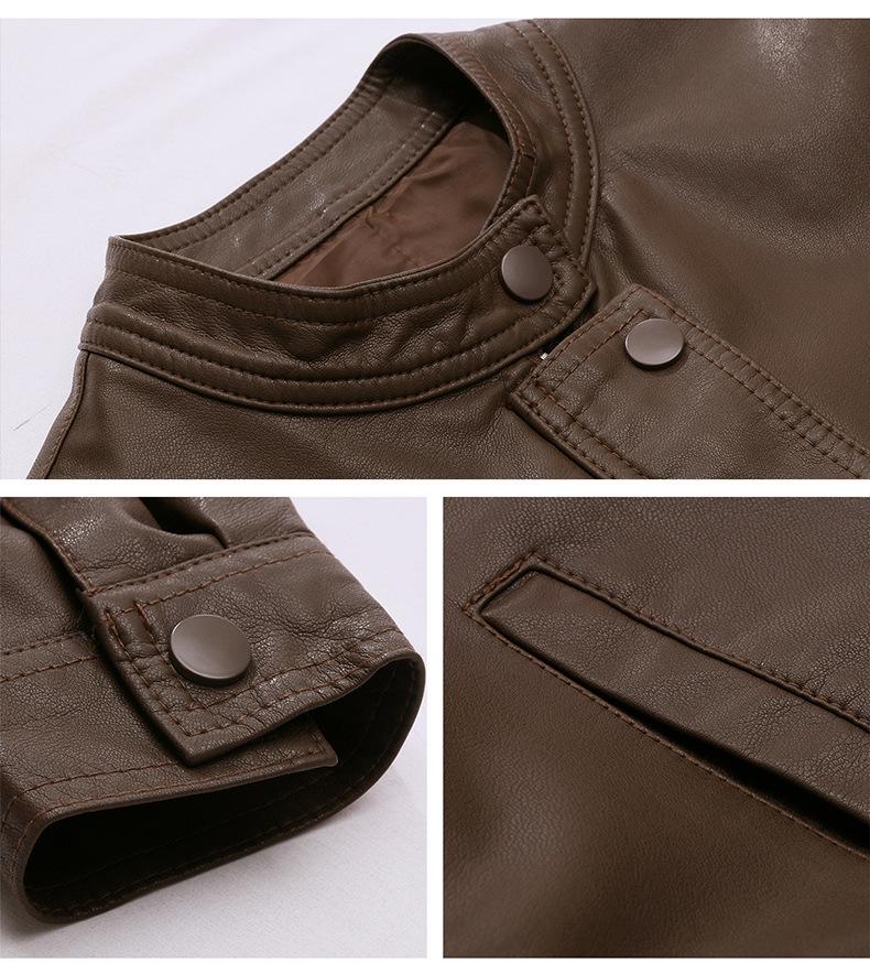 Women's Casual PU Leather Jacket with Stand Collar, Spring/Autumn 2025, Loose Fit, Small Size, XG9961