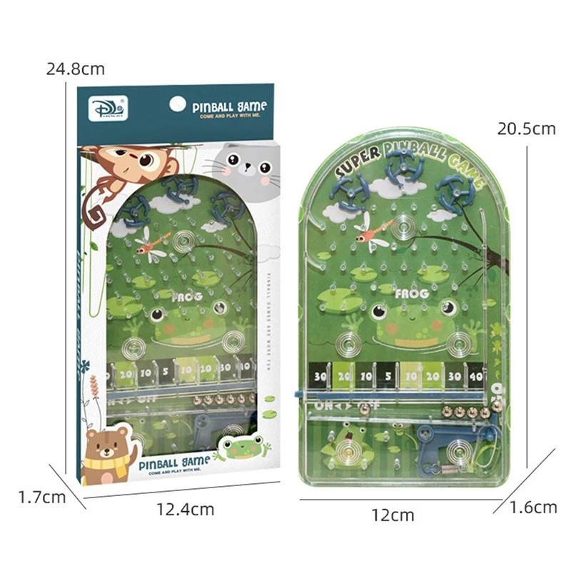Mini Pinball Strategy Game Machine Cartoon Frog and Kitten Educational Toy for Kids Interactive Labyrinth Beads Party Fun