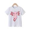 European Size Girls' Summer Short Sleeve Cartoon Cute Axolotl Print T-shirt