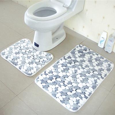 Thickened Coral Fleece Bathroom Two-Piece Bathroom Non-Slip Mat Toilet Carpet Bathroom Floor Mat Doormat