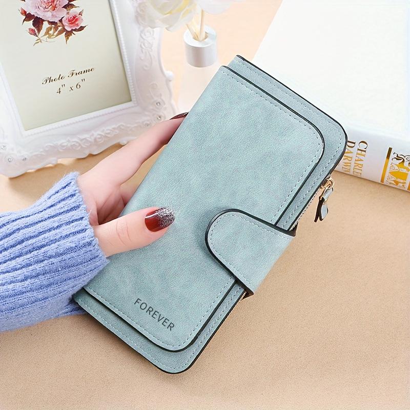 Korean Style Tri-fold Women's Wallet with Multi-card Slots - Frosted Two-tone Fabric