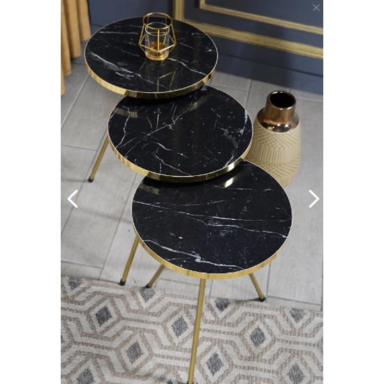 Nesting Table 3-Set Gold Metal Leg Bendir Gold