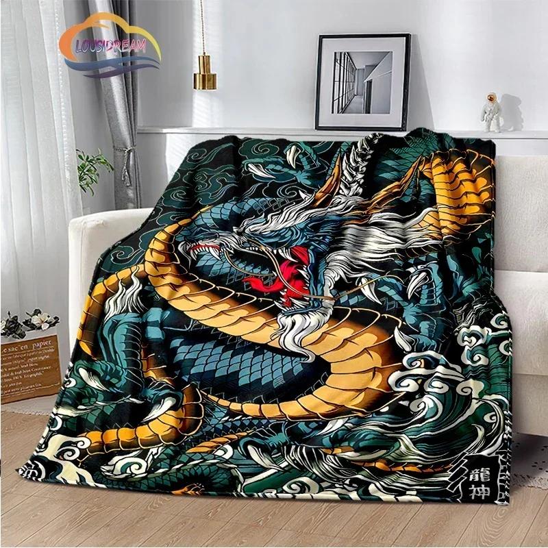 Dragon Blanket 3D Printing Animal Art Soft and Comfortable Sofa Bed Bedroom Decorative Bedspread Travel s