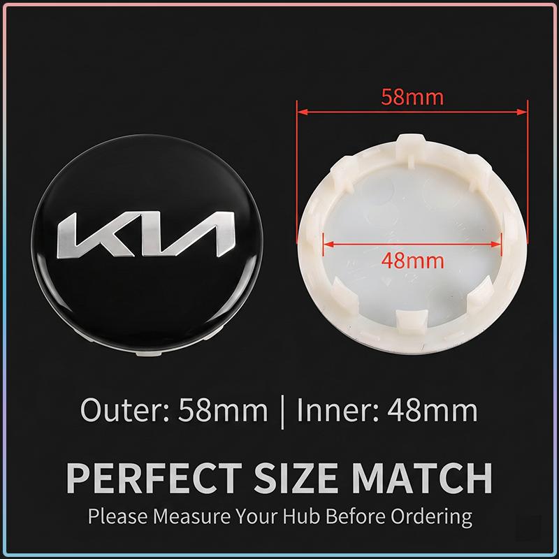 4 Stück 58 mm Auto-Radnabenabdeckungen Staubdicht Aufsteckbare Radabdeckung für KIA Ceed Rio Sportage R K2 K3 K4 K5 K6 K7 K8 Soul Opeima Ceed Sorento Cerato
