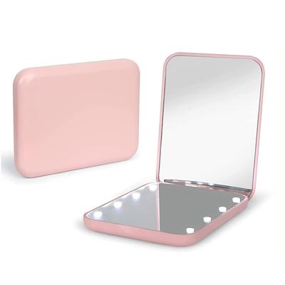 LED Pocket Mirror with & 3X Magnification - Portable Folding Travel Mirror Suitable for &, Compact Mirror With, Hand-Held Mini Mirror for Makeup