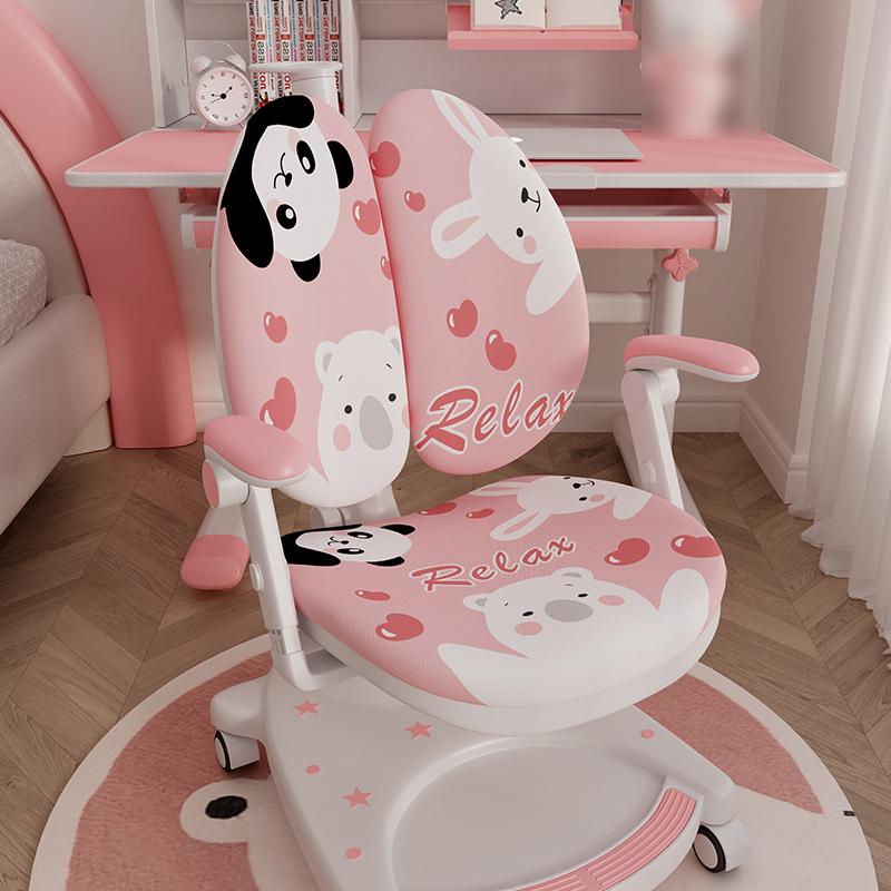 Children Learning Chair Cover Double-back Stretch Elastic Kids Study Computer Chair Slipcover Cartoon Printing Protect Cover