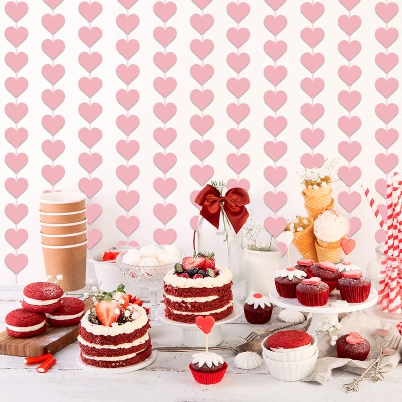 6/8Pieces Love Heart Ornament Valentines Day Heart Hanging Strips For Valentines Day And Wedding Decoration