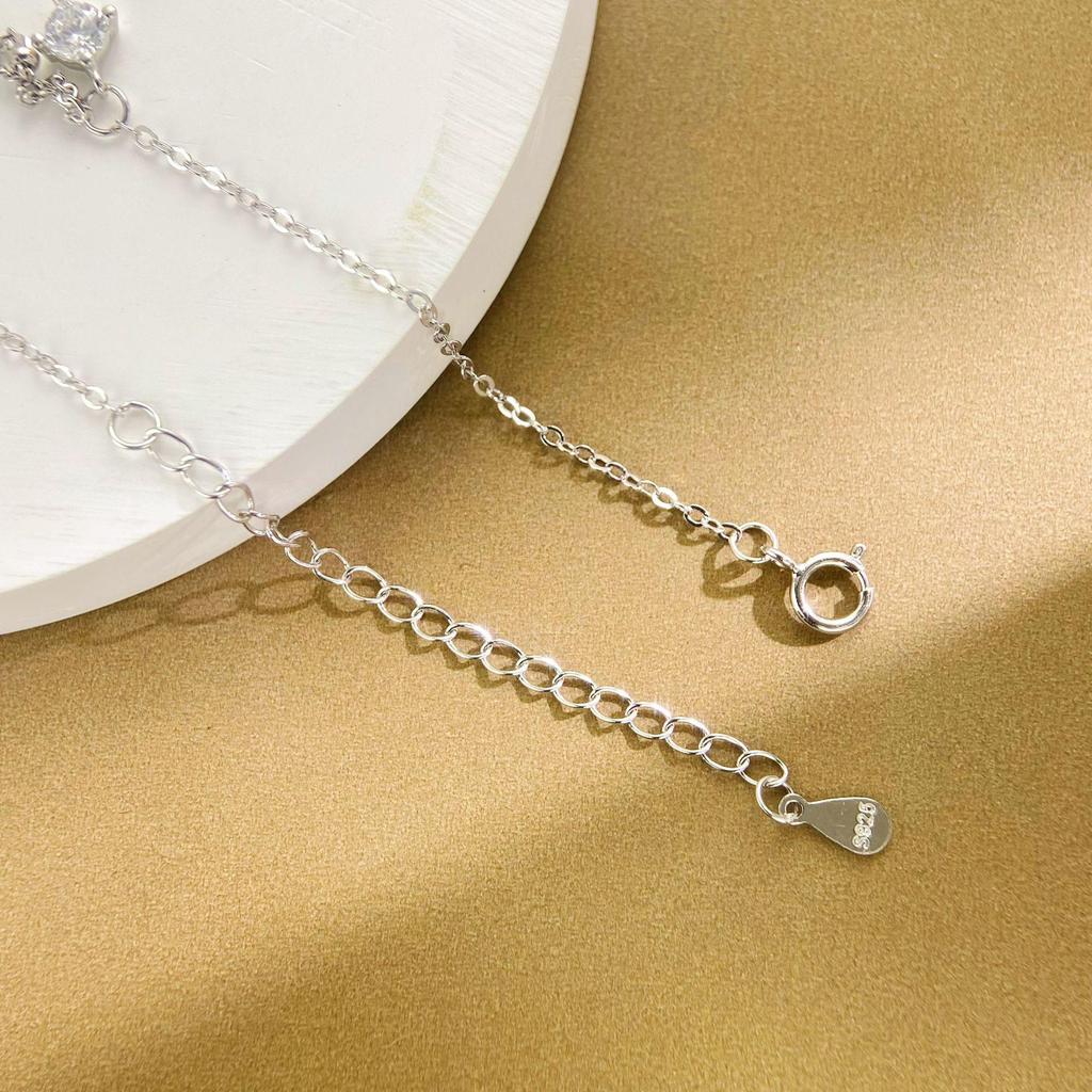 S925 Sterling Silver Double Layer Circle Anklet - New Style Light Luxury Foot Jewelry for Women