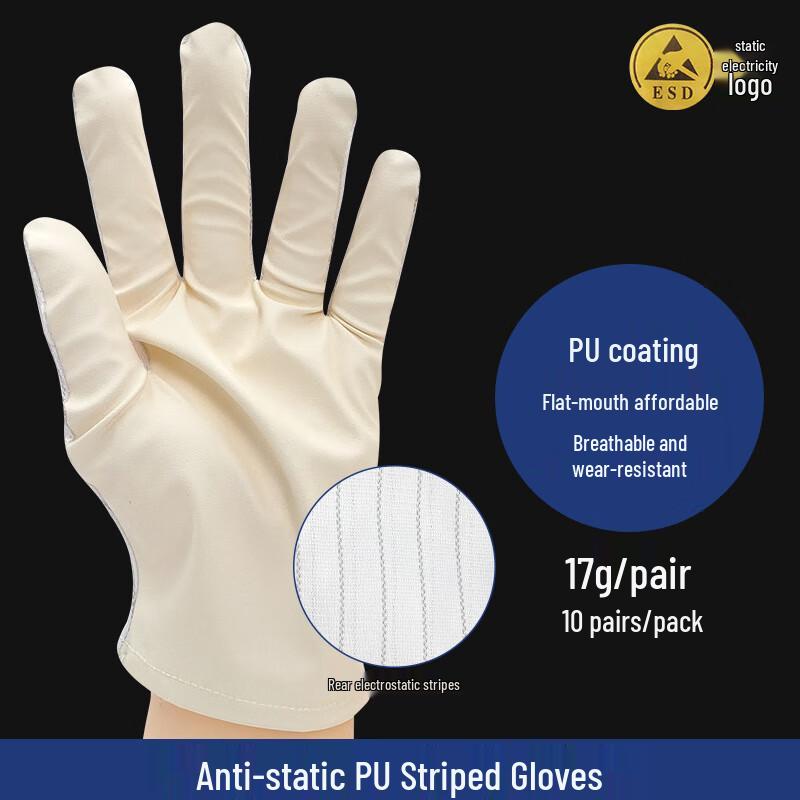 Anti-static PU Striped Work Gloves Standard