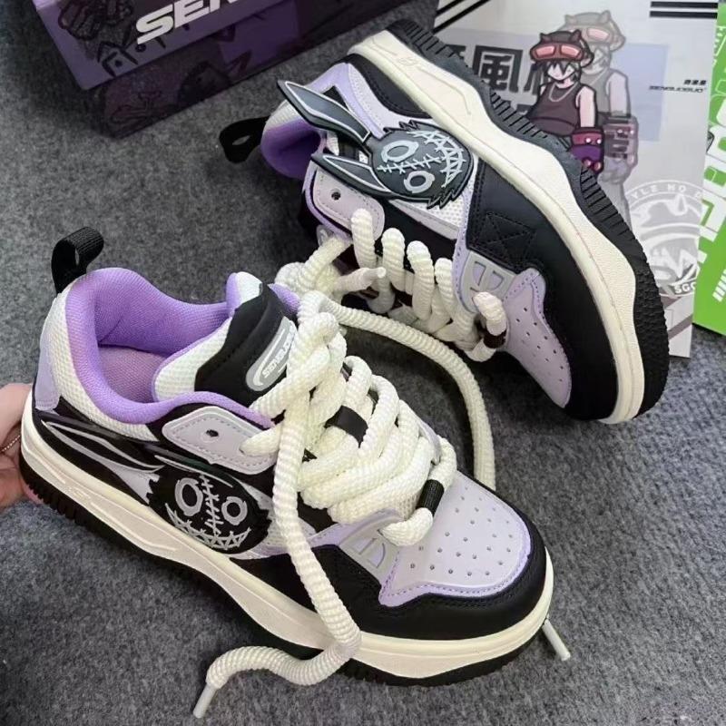 Autumn New Fashion Women Sneakers Cute Rabbit Patchwork Breathable Platform Shoes Designer Black Purple Ladies Footwear