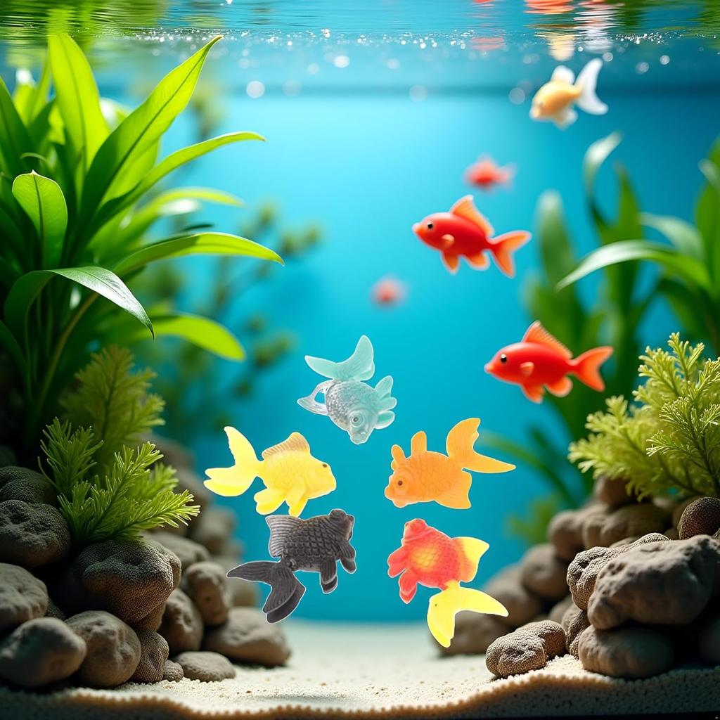 5Pcs Random Color Lifelike Reble Plastic Artificial Moving Floating Fishes Ornament Decorations for Aquarium Fish Tank Pet Supplies Popular Aquarium