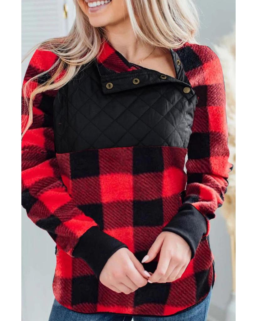 Azura Exchange Plaid Paneled Sweatshirt
