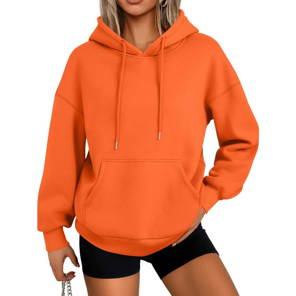 Women's Fashion Casual Solid Color Pocket Long Sleeve Hoodie