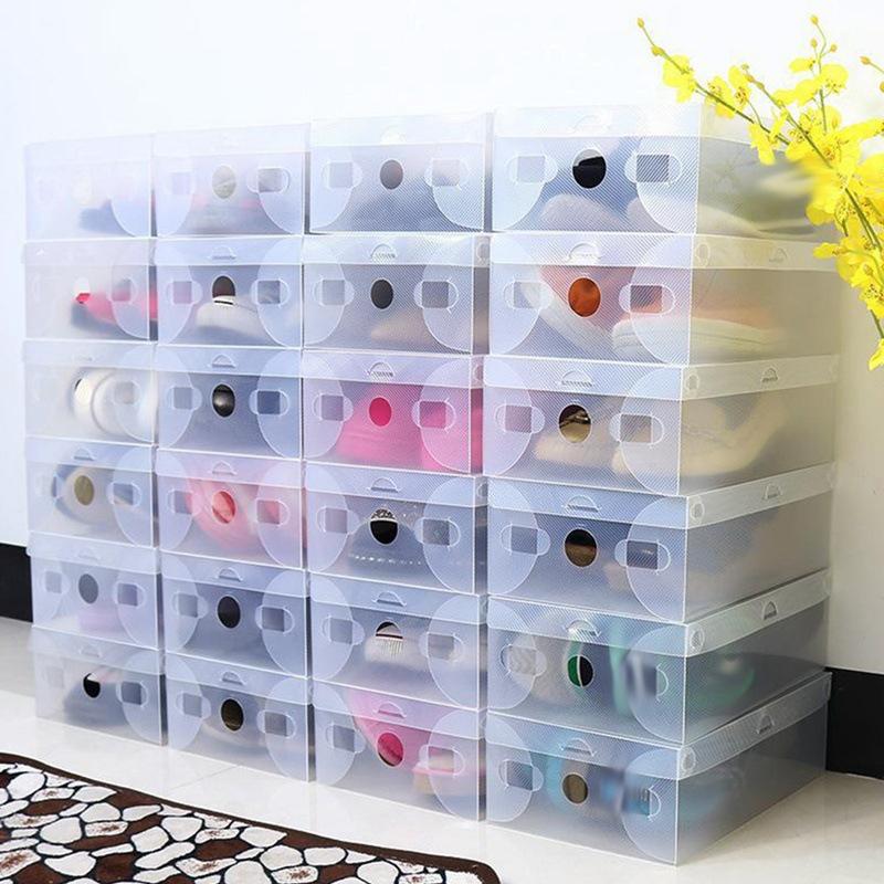 1/5Pcs Plastic Shoe Box Transparent Clear Storage Boxes Foldable Shoes Case Holder Shoes Organizer Cases Boxes