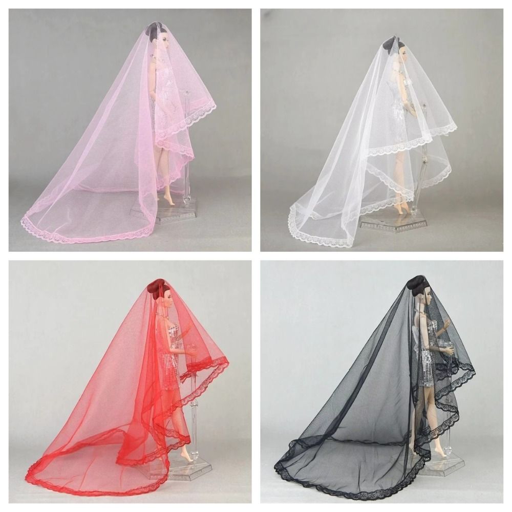 Doll Wedding Veil Headwear Round Long Lace Veil Fashion Doll Veil Headdress For Girl Gift