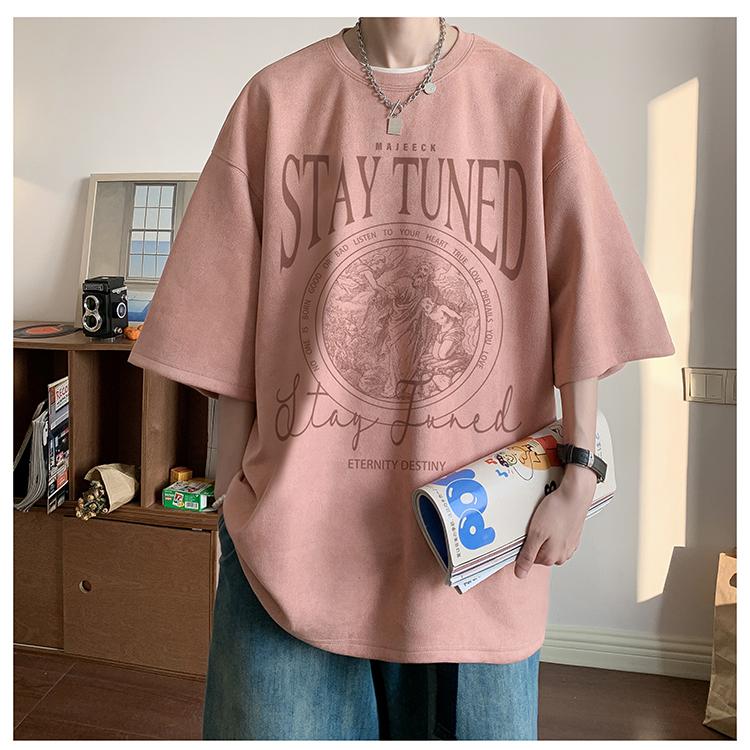 

Летняя мужская футболка с коротким рукавом и принтом в виде граффити на английском языке, модная хлопковая футболка, модный брендовый топ 3XL розовый