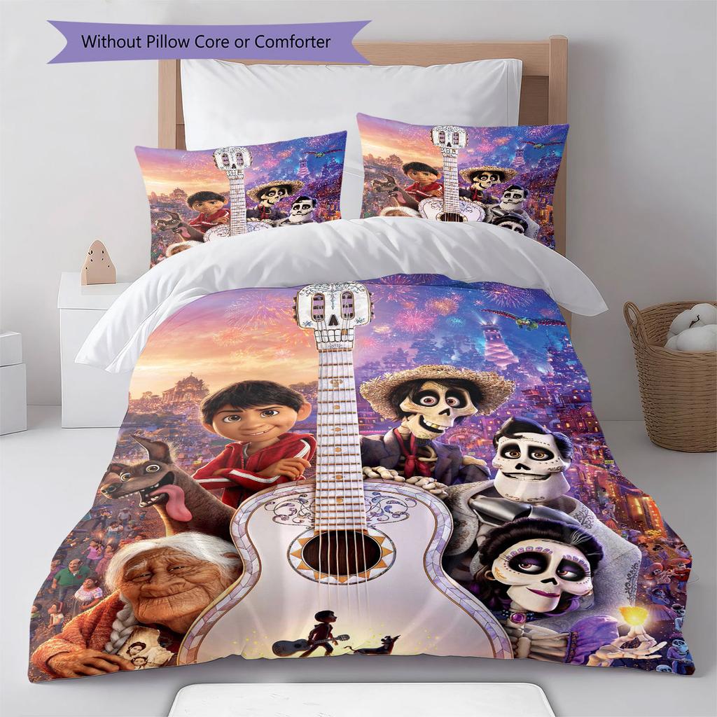 COCO Pattern Bedding Home Decoration Birthday Gift ( 1 duvet cover + 2 pillowcase, without core),fan merchandise.