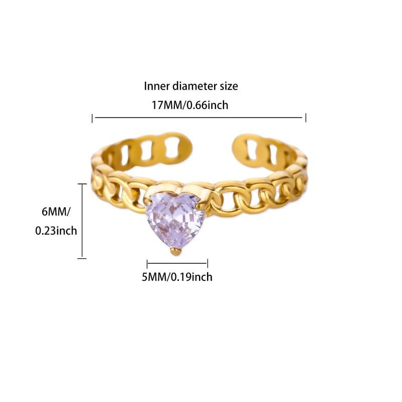 December Birthday Stone Color Love Zircon Ring Women's Chain Ring Niche Opening Simple New Model