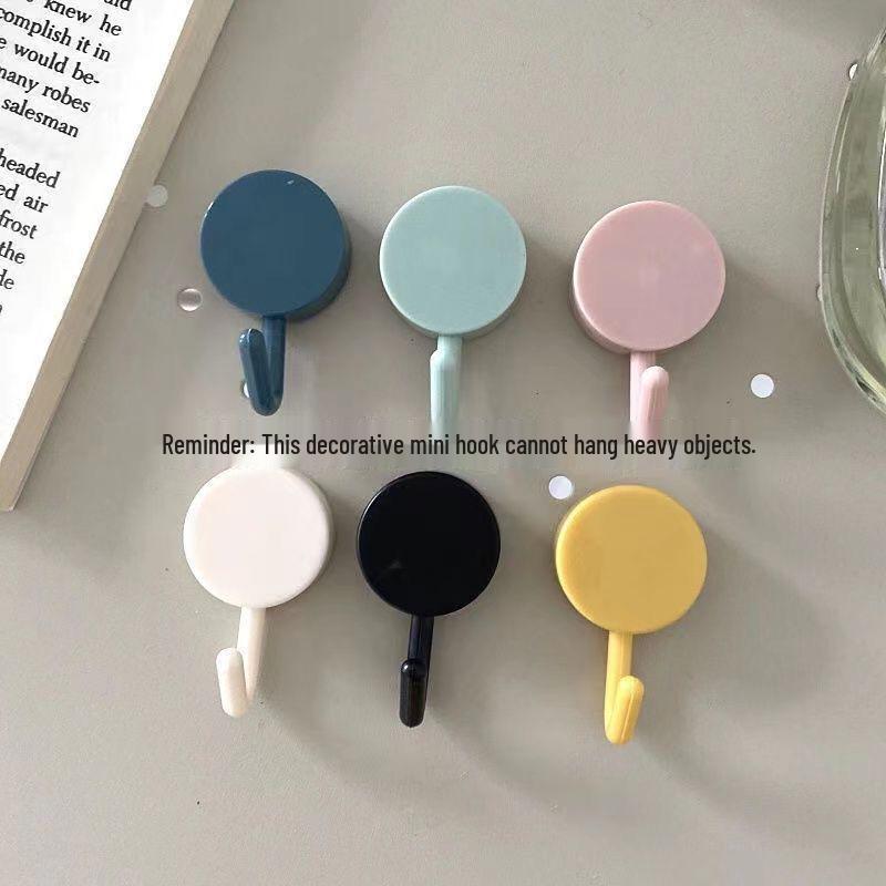 Macaron Traceless Adhesive Hook - Colorful No-Nail Plastic Hook for Kitchen & Bathroom
